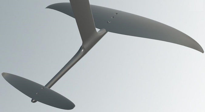 images 3D de présentation de l'aile Free XL, en diagonale, avec le wingfoil Aeromod