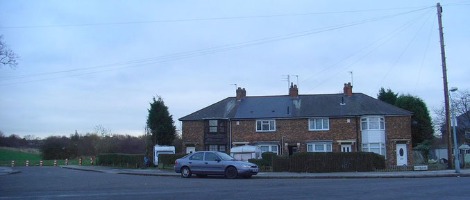 Eastfield Road on the Batchelors Farm estate. Behind the houses is Batchelors Farm Recreation ground which runs along the Cole valley.