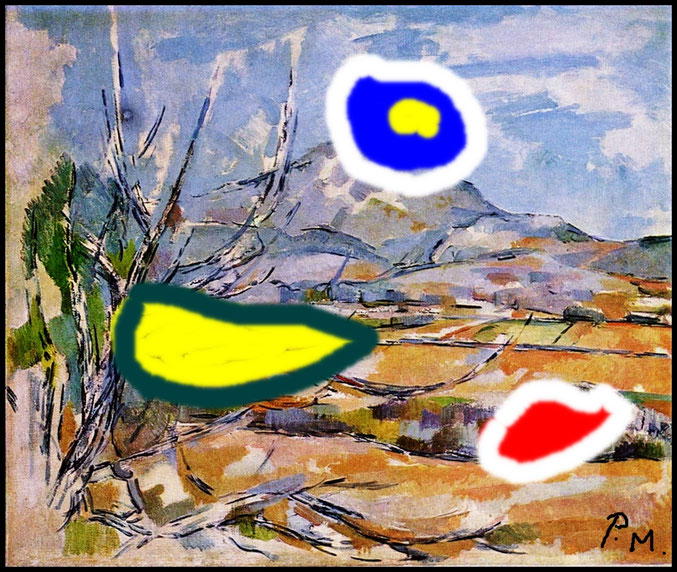 Pedro Meier – Mont Sainte-Victoire – Paraphrase zu Paul Cézanne – Pedro Meier übermalt Paul Cézanne – Palimpsest – Hybrid Art, Overpainted Photographs, Konzeptkunst, Conceptual art – Die Ideen hinter dem Kunstwerk (John Baldessari). Künstlerlexikon SIKART