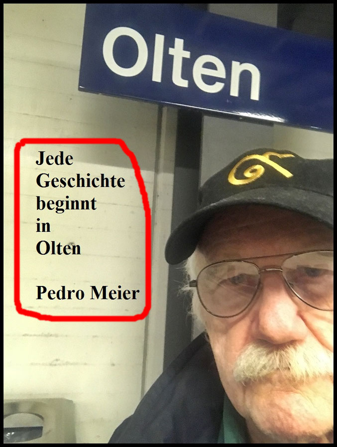 Pedro Meier » Jede Geschichte beginnt in Olten « Selbstporträt by Pedro Meier Artist Writer Niederbipp Oberaargau, Bahnhof Olten 2024, Pedro Meier Schriftsteller Lexikon AdS Autoren Schweiz, Künstlerlexikon SIKART Zürich, Schweizer Schriftstellerweg Olten