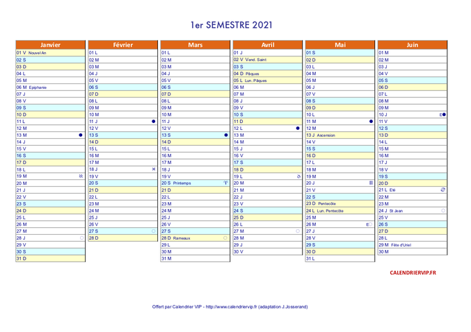 Calendrier annuel 2021 suisse en format excel et pdf (1er semestre)