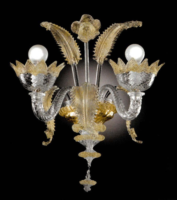 Lieszt Transparente Wandleuchten mit Gold aus Muranoglas