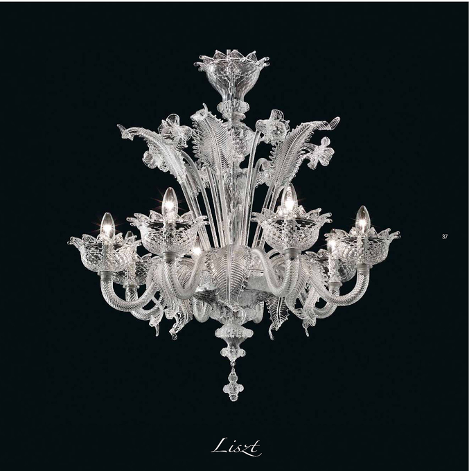 Liszt lampadario di Murano trasparente con 5 luci
