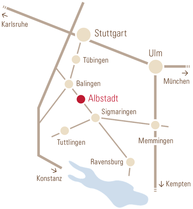 Anfahrtsskizze zum Alb Appartement auf der schwäbischen Alb - Ihre Hotelalternative zwischen Bodensee, Allgäu und Schwarzwald für Wanderurlaub, Geschäftsreise oder Longstay