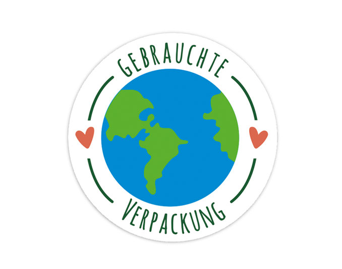 Verpackungsetiketten - Umweltschutz, Aufkleber für Verpackungen:  Gebrauchte Verpackung - blaue Erde