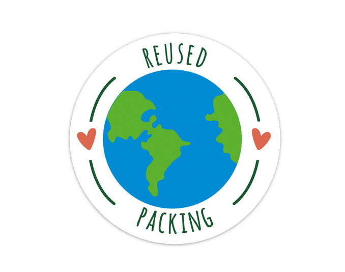 Verpackungsetiketten - Umweltschutz, Aufkleber für Verpackungen:  reused packing - blaue Erde