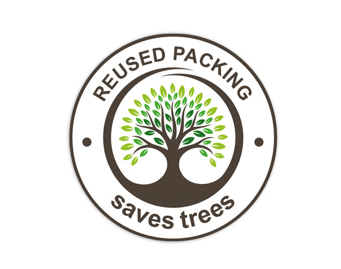 Verpackungsetiketten - Umweltschutzaufkleber für Verpackungen:  reused packing - saves trees