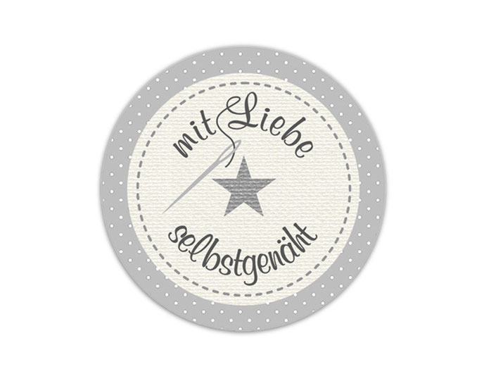 Handmadeaufkleber für dein Label - mit Liebe selbstgenäht - Stern