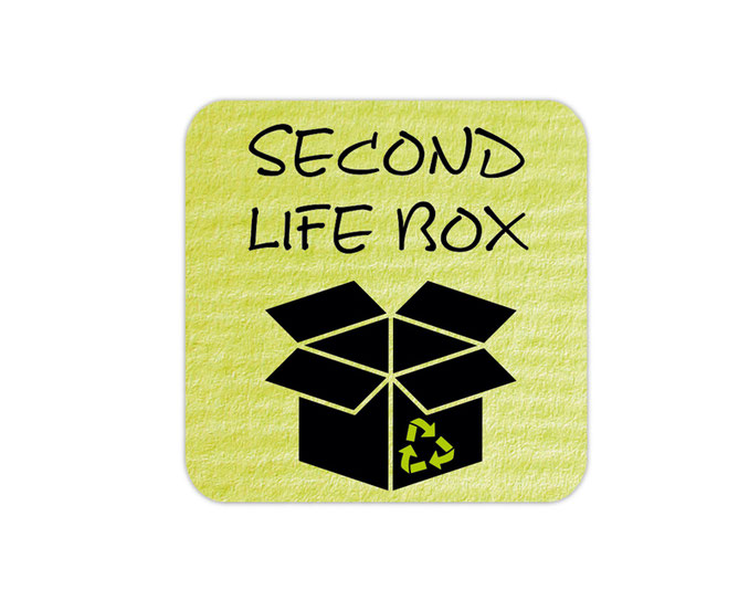 Verpackungsetiketten - Umweltschutzaufkleber für Verpackungen:  second life box