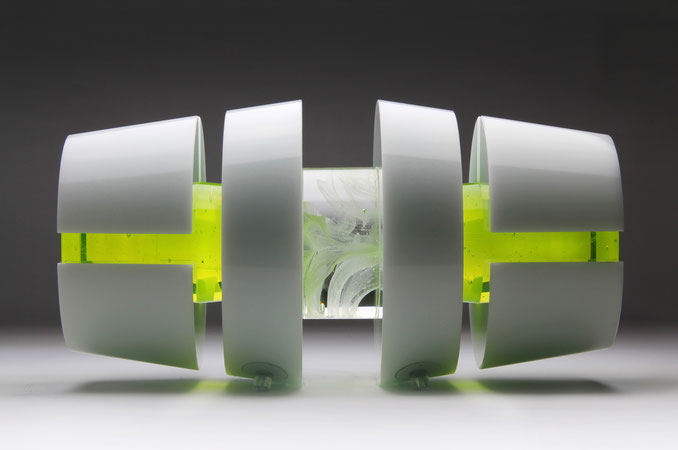 Uranium IV. | kiln cast, cut, grinded, glued, hand polished opal and colored glass| 20 x 60 x 20 cm | 2011 | ● Sir Elton John Art Collection 