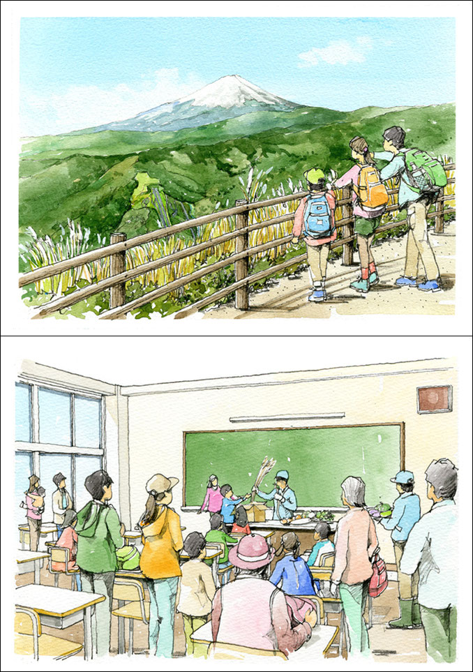 手描き人物イラスト　 image illustration/perspective