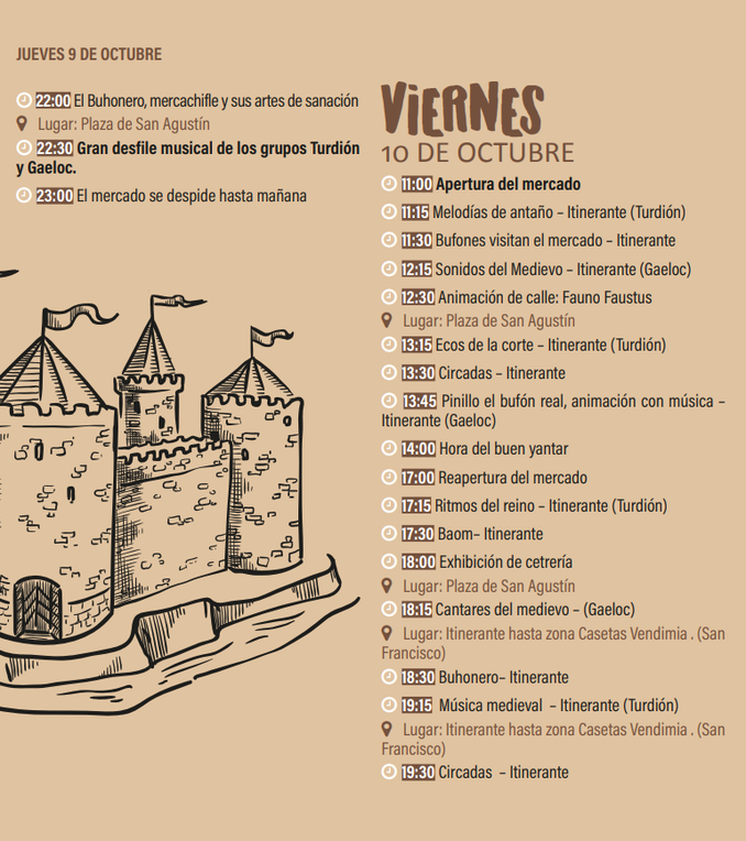 Programa del Mercado Medieval y Fiesta de la Vendimia en Toro