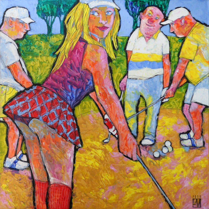Golfunterricht, 100 x 100 cm