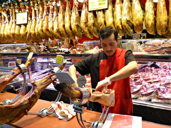 Mercat de la Boqueria Barcelona with baby