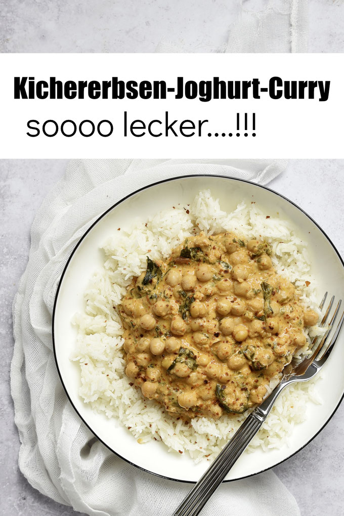 Kichererbsen Joghurt Curry mit Spinat, dazu Reis, leckeres Aroma, mit Tomaten, Schärfegrad kann man selbst bestimmen, familientauglich, vegetarische Rezepte, vegane Rezepte, einfache Rezepte, Thermomix