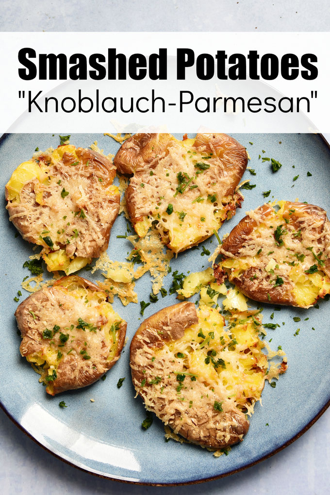 Smashed Potatoes Knoblauch Parmesan aus dem Airfryer Rezept, einfache und schnelle Feierabendküche, Heißluftfritteuse Rezept