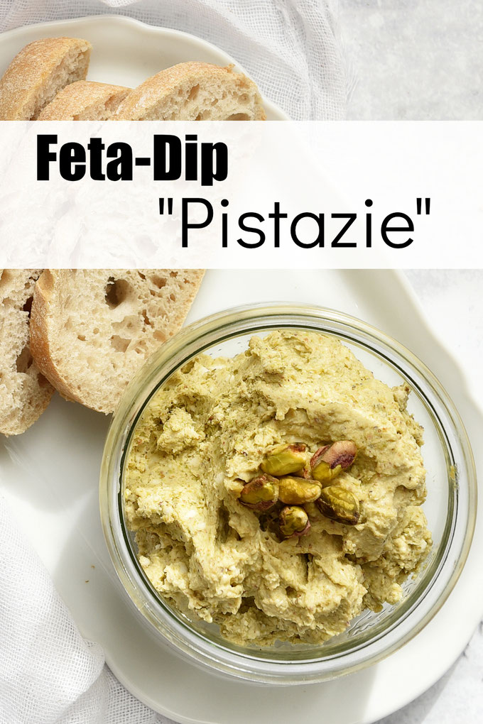 Feta Dip Pistazie mit gerösteten und ungesalzenen Pistazien, Feta und Frischkäse, perfekte Harmonie, schmeckt super auf hellem Brot wie Baguette, Brunch Dip, Thermomix