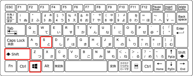 [Windows] + [Shift] + [S]でのスクリーンショット
