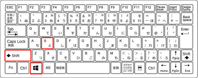 [Windows] + [Shift] + [S]でのスクリーンショット