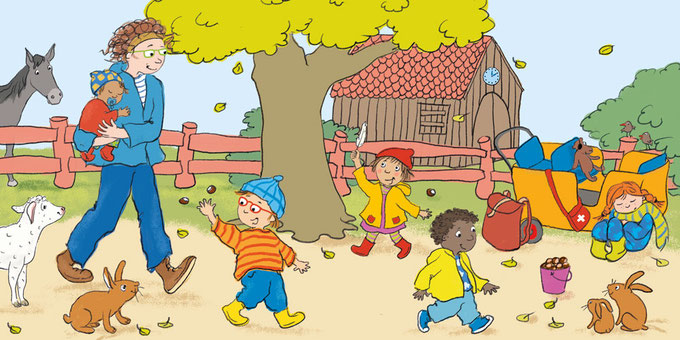 Ausflug, Kinderbauernhof, Kinder, Kindertagespflege, Tiere, Rückweg