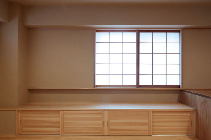 桧を使用した造作のTVボード