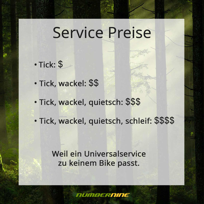 Bikewerkstatt Uri Service Preise