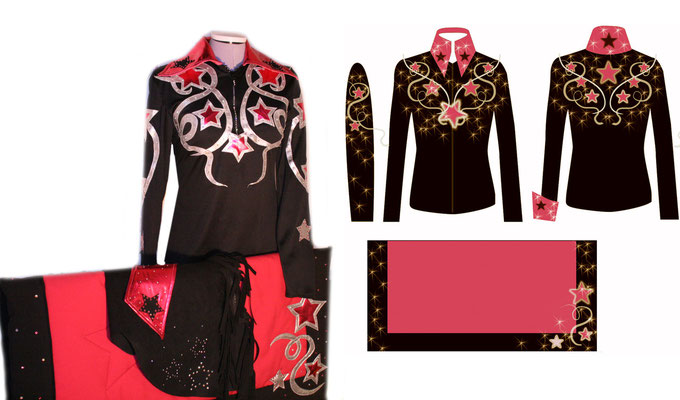Rechts das Fertige Outfit---Links der Entwurf
