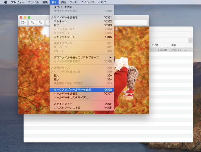 メニューからマークアップツールバーを表示をクリック