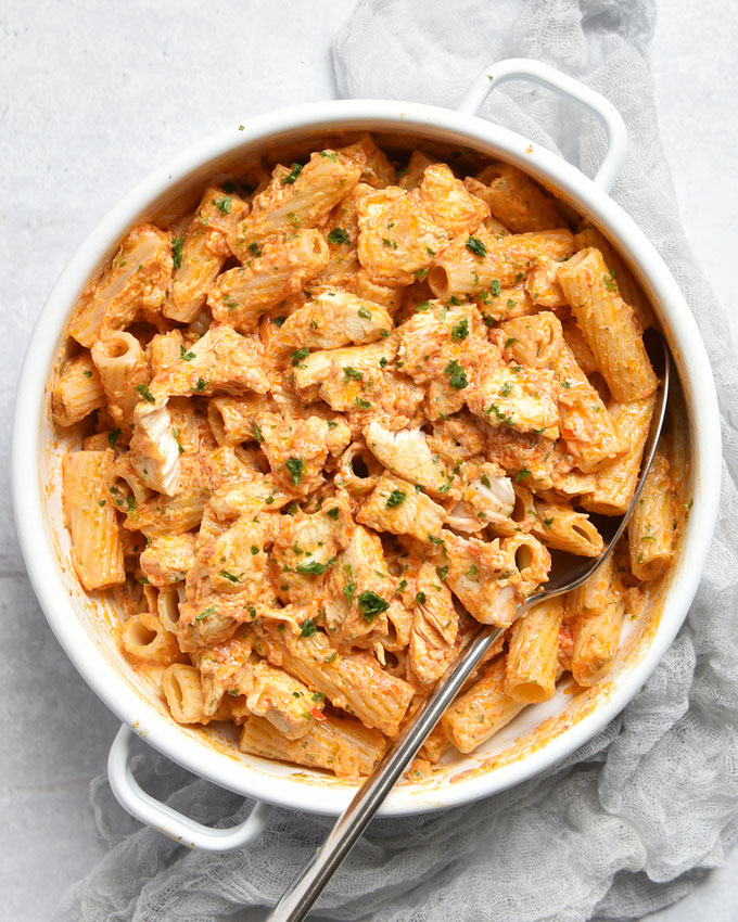 Fajita Pasta Rezept z.B. für Thermomix mit Hähnchen, Tofu oder Kichererbsen, vegetarisch oder vegan machbar