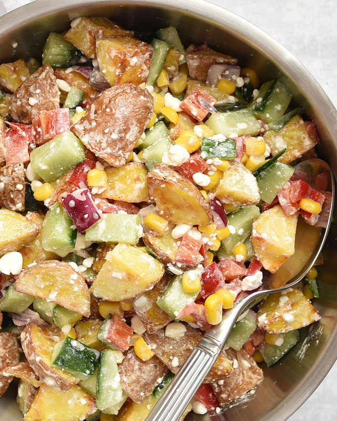 Backkartoffelsalat mit Hüttenkäse Dressing Rezept