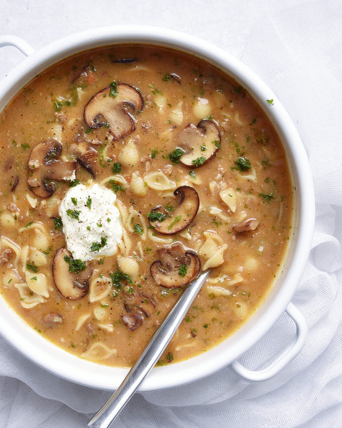 Boeff Stroganoff Nudeltopf Rezept auch vegetarisch und vegan machbar