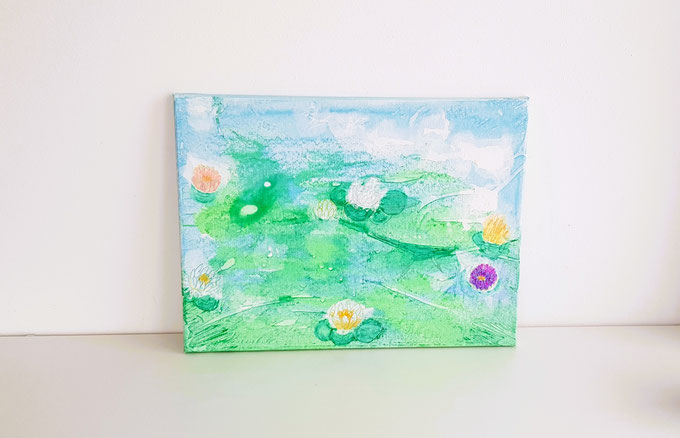 Seerosen Wandbild in ruhigen Farben