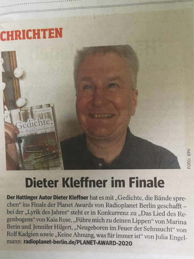 Fotografie der Zeitungsseite (Text als geschriebenes Wort unter dem Bild)