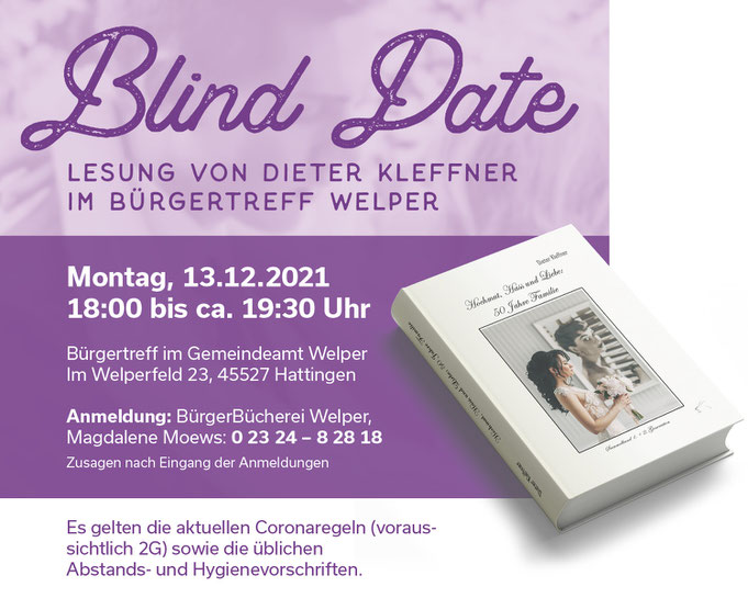 Abbildung der Einladung zur Lesung "BLIND DATE", alle Infos folgen darunter als Klartext.