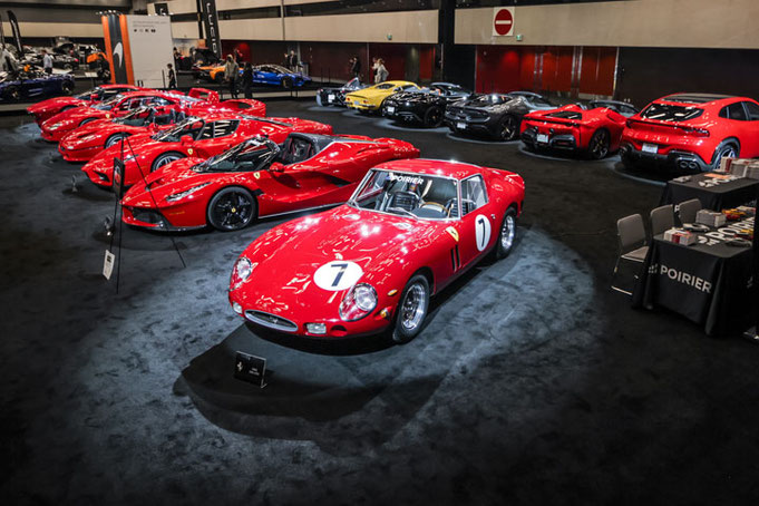 Une vue aérienne sur la Collection de Ferrari de Luc Poirier au Salon de l'Auto de Montréal 2025
