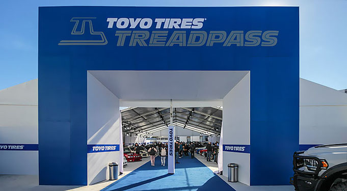 The entrance of the Toyo Tires Treadpass of 2024 SEMA Show