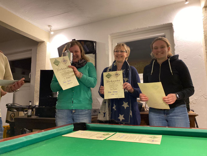 Damenklasse: von links: Sandra Wiedau (Platz 1), Gitte Schäfer (Platz 3), Marina Rüter (Platz 2)