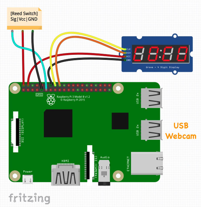 Wiring of reed switch and 7-Segment LED display