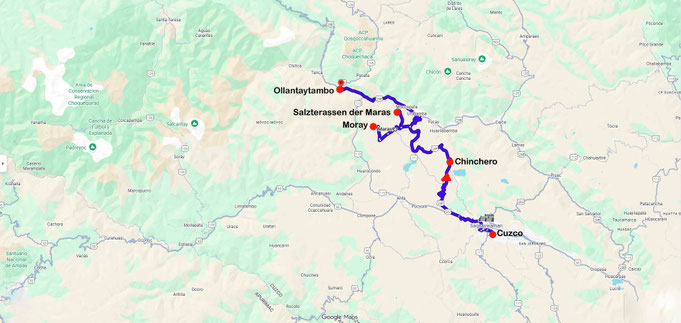 Fahrt von Cuzco über Moray und den Salzterassen der Maras nach Ollantaytambo
