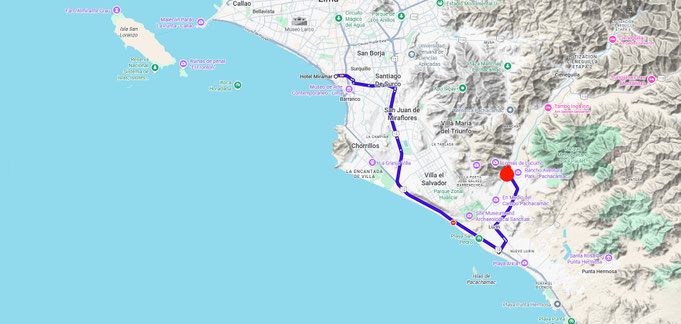 Fahrt von Lima nach Pachacamac