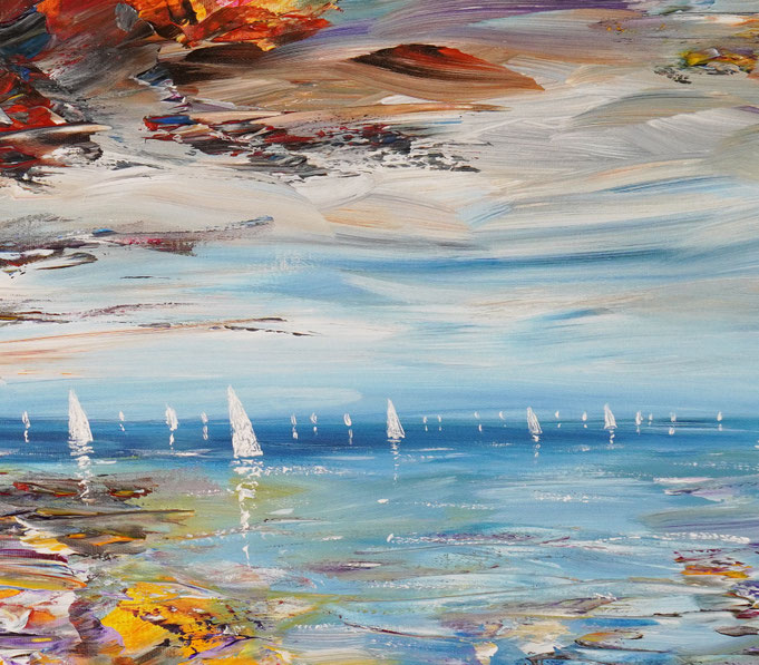 detail of the summer sailing painting