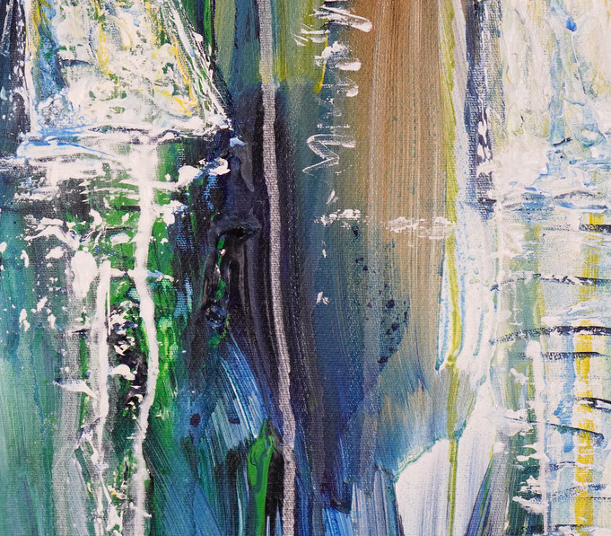 detail photo of the large vibrant sail boat painting