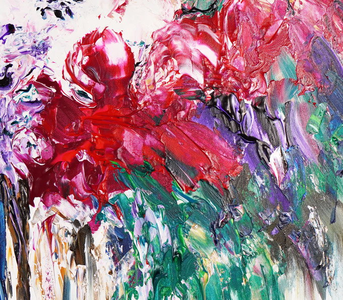 Detail of the flower bouquet painting