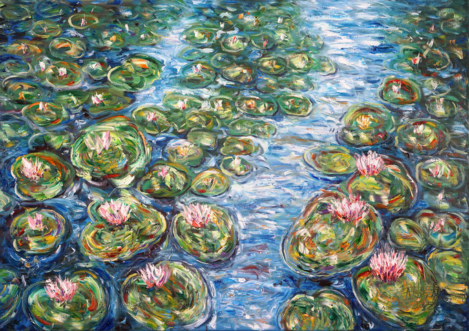 Water lilies, Oil painting