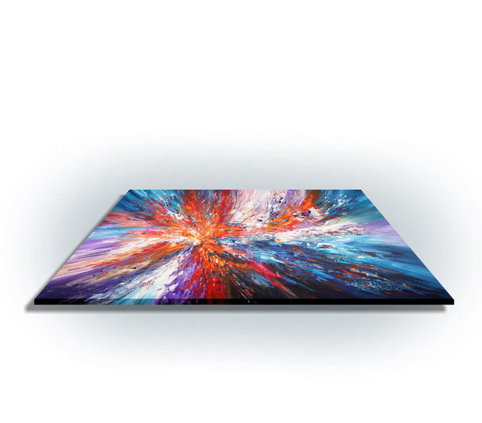 ready to hang, blue abstract large painting