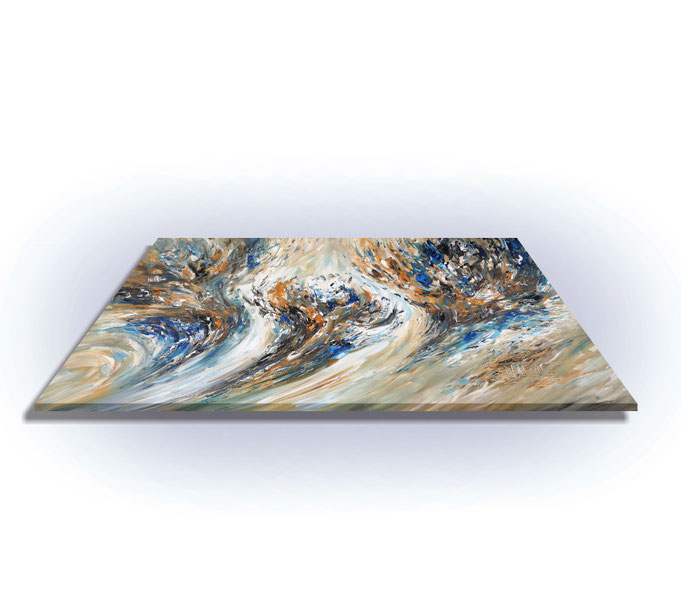 ready to hang, blue abstract large painting