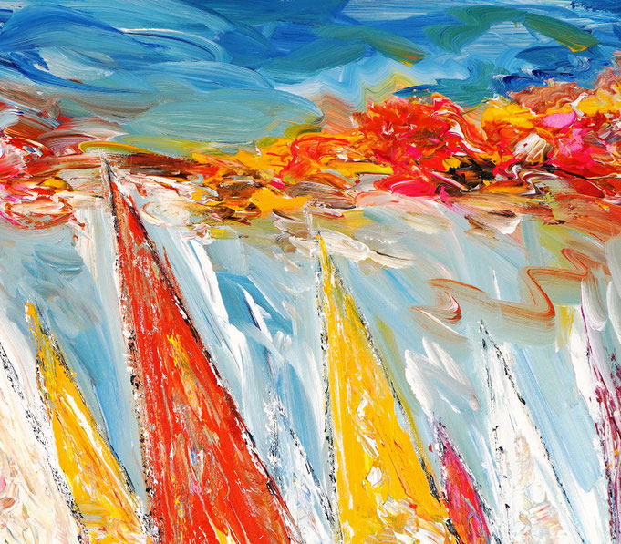 detail of the summer sailing painting