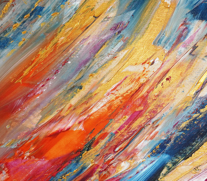 detail of the abstract painting in an oversized panoramic format
