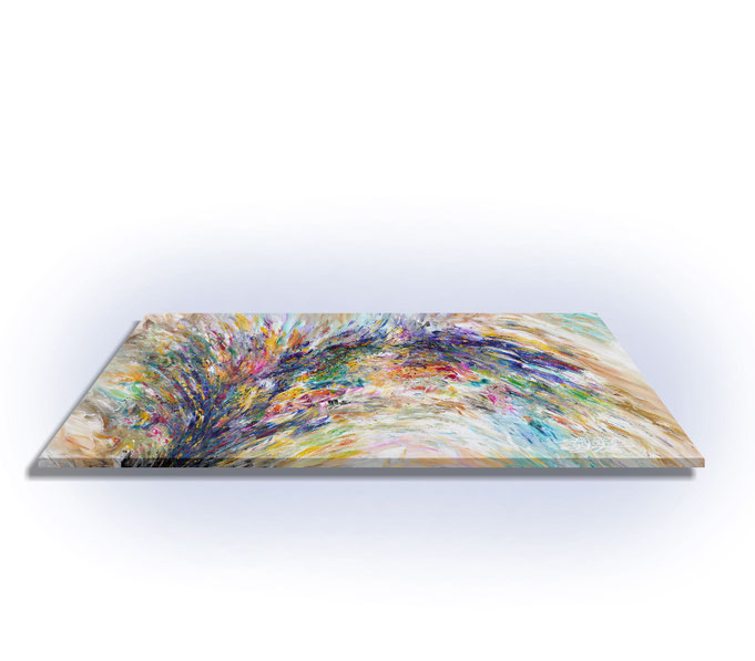 ready to hang, blue abstract large painting