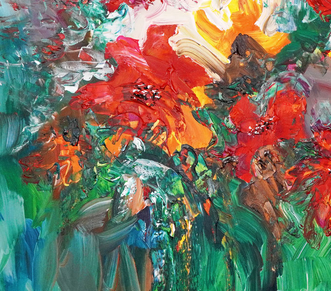 Detail of the flower bouquet painting
